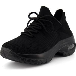 imageCUSHIONAIRE Womens Blaze Stretch Knit Slip on lace Sneaker Memory Foam ampamp LiteSole TechnologyBlackBlack