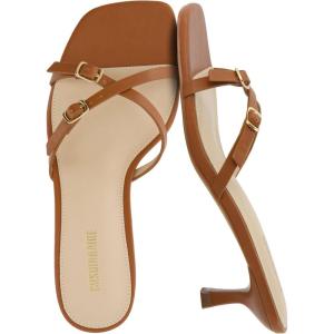 imageCUSHIONAIRE Womens Milan Kitten Heel Sandals Memory Foam Wide Widths AvailableWhiskey