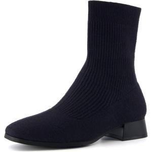 imageCUSHIONAIRE Womens Russel Knit Ankle Boot with Block Heel Memory Foam Wide Widths AvailableKnit Black