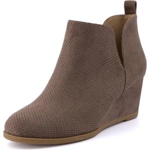 imageCUSHIONAIRE Womens Tito Wedge Bootie  Soft Vegan Suede Memory Foam Wide Width AvailableTaupe
