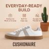 imageCUSHIONAIRE Bailey Womens Retro Sneaker Classic Everyday Sneakers for Women with Sleek Rounded Toe and Memory FoamWhiteGrey