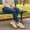 imageCUSHIONAIRE Bailey Womens Retro Sneaker Classic Everyday Sneakers for Women with Sleek Rounded Toe and Memory FoamWhiteGrey
