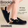 imageCUSHIONAIRE Brooklyn Suede Womens Slides Comfortable Clog Mules with Adjustable Buckles  Summer Shoes for WomenBlack