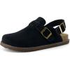 imageCUSHIONAIRE Brooklyn Suede Womens Slides Comfortable Clog Mules with Adjustable Buckles  Summer Shoes for WomenBlack