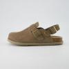 imageCUSHIONAIRE Brooklyn Suede Womens Slides Comfortable Clog Mules with Adjustable Buckles  Summer Shoes for WomenTaupe