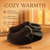 imageCUSHIONAIRE Haven Genuine Leather Clogs for Women  Faux Fur Lined SlipOn Womens Shoes with Cork Footbed and Adjustable BuckleBrown