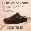 imageCUSHIONAIRE Haven Genuine Leather Clogs for Women  Faux Fur Lined SlipOn Womens Shoes with Cork Footbed and Adjustable BuckleBrown