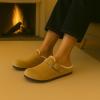 imageCUSHIONAIRE Haven Genuine Leather Clogs for Women  Faux Fur Lined SlipOn Womens Shoes with Cork Footbed and Adjustable BuckleCamel