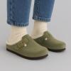 imageCUSHIONAIRE Haven Genuine Leather Clogs for Women  Faux Fur Lined SlipOn Womens Shoes with Cork Footbed and Adjustable BuckleKhaki