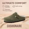 imageCUSHIONAIRE Haven Genuine Leather Clogs for Women  Faux Fur Lined SlipOn Womens Shoes with Cork Footbed and Adjustable BuckleKhaki