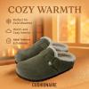 imageCUSHIONAIRE Haven Genuine Leather Clogs for Women  Faux Fur Lined SlipOn Womens Shoes with Cork Footbed and Adjustable BuckleKhaki