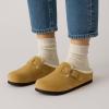 imageCUSHIONAIRE Haven Genuine Leather Clogs for Women  Faux Fur Lined SlipOn Womens Shoes with Cork Footbed and Adjustable BuckleSand