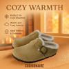 imageCUSHIONAIRE Haven Genuine Leather Clogs for Women  Faux Fur Lined SlipOn Womens Shoes with Cork Footbed and Adjustable BuckleSand