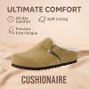 imageCUSHIONAIRE Haven Genuine Leather Clogs for Women  Faux Fur Lined SlipOn Womens Shoes with Cork Footbed and Adjustable BuckleSand