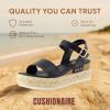 imageCUSHIONAIRE Melissa Espadrille Platform Sandals For Women with Adjustable Ankle Strap and Memory Foam InsoleComfortable Womens Sandals for SummerBlack