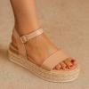 imageCUSHIONAIRE Melissa Espadrille Platform Sandals For Women with Adjustable Ankle Strap and Memory Foam InsoleComfortable Womens Sandals for SummerRose Gold