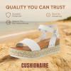 imageCUSHIONAIRE Melissa Espadrille Platform Sandals For Women with Adjustable Ankle Strap and Memory Foam InsoleComfortable Womens Sandals for SummerWhite