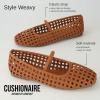 imageCUSHIONAIRE Weavy Squared Toe Woven Ballet Flats Shoes for Women with Memory Foam  Comfortable Mary Jane Flats for Women with Breathable Mesh Design  Wide Widths AvailableCognac Woven