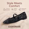 imageCUSHIONAIRE Weston Womens Hand Woven Dressy Ballet Flats  Faux Leather Mary Jane with Adjustable Strap ampamp Memory FoamBlack Woven