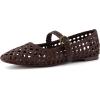 imageCUSHIONAIRE Weston Womens Hand Woven Dressy Ballet Flats  Faux Leather Mary Jane with Adjustable Strap ampamp Memory FoamBrown Woven