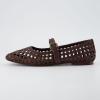 imageCUSHIONAIRE Weston Womens Hand Woven Dressy Ballet Flats  Faux Leather Mary Jane with Adjustable Strap ampamp Memory FoamBrown Woven