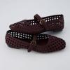 imageCUSHIONAIRE Weston Womens Hand Woven Dressy Ballet Flats  Faux Leather Mary Jane with Adjustable Strap ampamp Memory FoamBurgundy