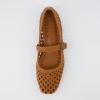 imageCUSHIONAIRE Weston Womens Hand Woven Dressy Ballet Flats  Faux Leather Mary Jane with Adjustable Strap ampamp Memory FoamCognac Woven