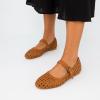 imageCUSHIONAIRE Weston Womens Hand Woven Dressy Ballet Flats  Faux Leather Mary Jane with Adjustable Strap ampamp Memory FoamCognac Woven