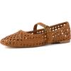 imageCUSHIONAIRE Weston Womens Hand Woven Dressy Ballet Flats  Faux Leather Mary Jane with Adjustable Strap ampamp Memory FoamCognac Woven