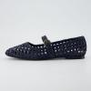 imageCUSHIONAIRE Weston Womens Hand Woven Dressy Ballet Flats  Faux Leather Mary Jane with Adjustable Strap ampamp Memory FoamNavy Woven