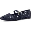 imageCUSHIONAIRE Weston Womens Hand Woven Dressy Ballet Flats  Faux Leather Mary Jane with Adjustable Strap ampamp Memory FoamNavy Woven