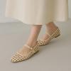 imageCUSHIONAIRE Weston Womens Hand Woven Dressy Ballet Flats  Faux Leather Mary Jane with Adjustable Strap ampamp Memory FoamWheat Woven