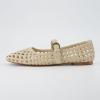 imageCUSHIONAIRE Weston Womens Hand Woven Dressy Ballet Flats  Faux Leather Mary Jane with Adjustable Strap ampamp Memory FoamWheat Woven
