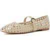 imageCUSHIONAIRE Weston Womens Hand Woven Dressy Ballet Flats  Faux Leather Mary Jane with Adjustable Strap ampamp Memory FoamWheat Woven