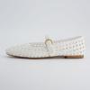 imageCUSHIONAIRE Weston Womens Hand Woven Dressy Ballet Flats  Faux Leather Mary Jane with Adjustable Strap ampamp Memory FoamWhite