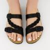 imageCUSHIONAIRE Womens Lizzy Cork Footbed Sandal  Comfortable Adjustable Straps Arch Support Wide Widths Available Boho Chic Summer SlidesBlack