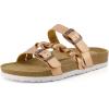 imageCUSHIONAIRE Womens Lizzy Cork Footbed Sandal  Comfortable Adjustable Straps Arch Support Wide Widths Available Boho Chic Summer SlidesRose Gold