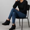 imageDunes Womens Zoey Wedge Bootie Soft Vegan Suede Easy SlipOn Design Memory Foam Wide Widths AvailableBlack
