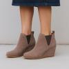imageDunes Womens Zoey Wedge Bootie Soft Vegan Suede Easy SlipOn Design Memory Foam Wide Widths AvailableTaupe