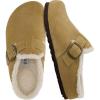 imageCUSHIONAIRE Haven Genuine Leather Clogs for Women  Faux Fur Lined SlipOn Womens Shoes with Cork Footbed and Adjustable BuckleSand