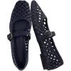 imageCUSHIONAIRE Weston Womens Hand Woven Dressy Ballet Flats  Faux Leather Mary Jane with Adjustable Strap ampamp Memory FoamNavy Woven