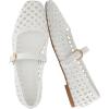 imageCUSHIONAIRE Weston Womens Hand Woven Dressy Ballet Flats  Faux Leather Mary Jane with Adjustable Strap ampamp Memory FoamWhite