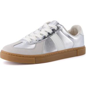 imageCUSHIONAIRE Bailey Womens Retro Sneaker Classic Everyday Sneakers for Women with Sleek Rounded Toe and Memory FoamSilver