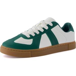 imageCUSHIONAIRE Bailey Womens Retro Sneaker Classic Everyday Sneakers for Women with Sleek Rounded Toe and Memory FoamWhiteGreen