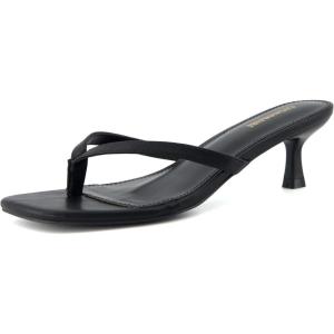 imageCUSHIONAIRE Miami Thong Dressy Kitten Heel Sandals for Women Wide Widths AvailableEbony