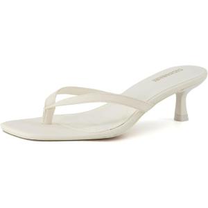 imageCUSHIONAIRE Miami Thong Dressy Kitten Heel Sandals for Women Wide Widths AvailableIvory