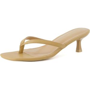 imageCUSHIONAIRE Miami Thong Dressy Kitten Heel Sandals for Women Wide Widths AvailableTan