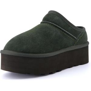 imageCUSHIONAIRE Womens Huggy Genuine Suede Cozy Mule Platform Memory Foam Wide Widths AvailableForest Green
