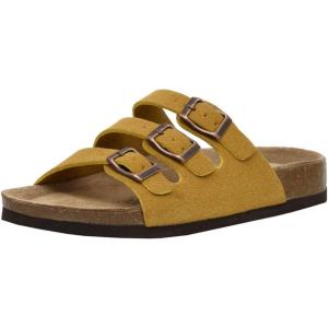 imageCUSHIONAIRE Womens Lela Cork footbed Sandal with ComfortYellow Vegan Suede