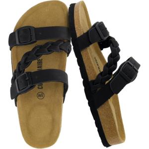 imageCUSHIONAIRE Womens Lizzy Cork Footbed Sandal  Comfortable Adjustable Straps Arch Support Wide Widths Available Boho Chic Summer SlidesBlack
